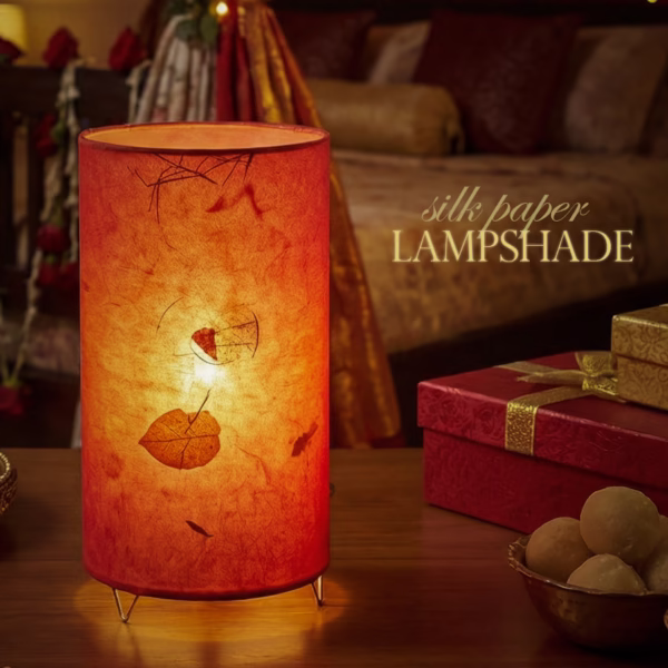 Ruby-Red Silk Paper Lampshade