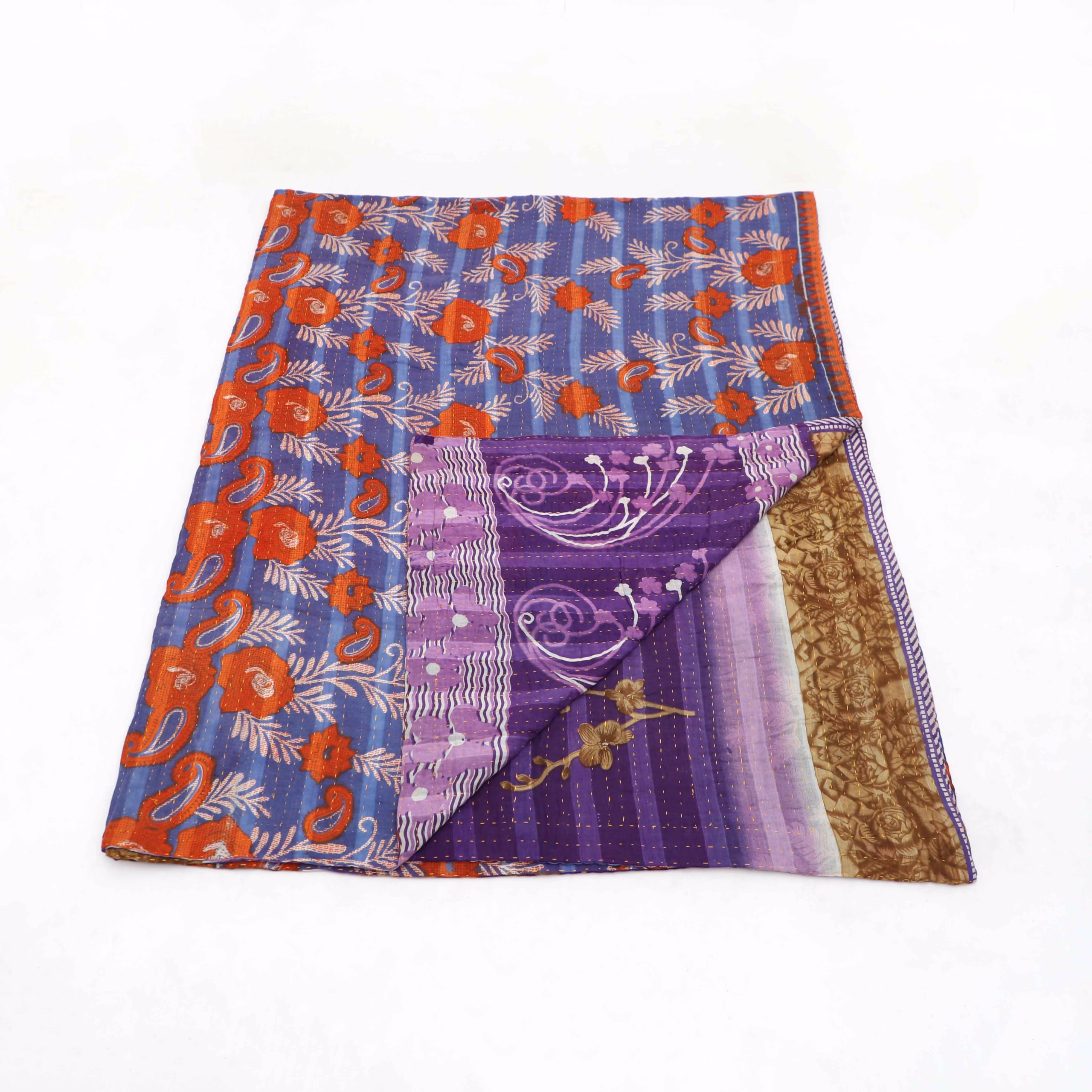 Recycled Sari Kantha- Purple PRW-Recycled Sari Kantha - Image 1