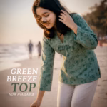 V-Neck Viscose Kurti (Green)