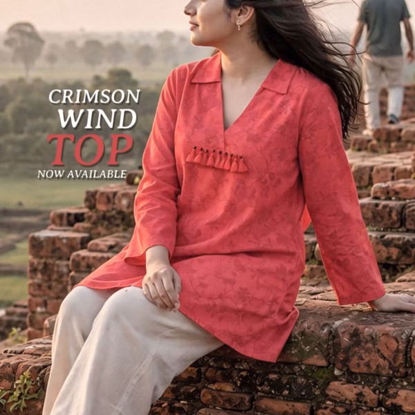V-Neck Viscose Kurti (Red)