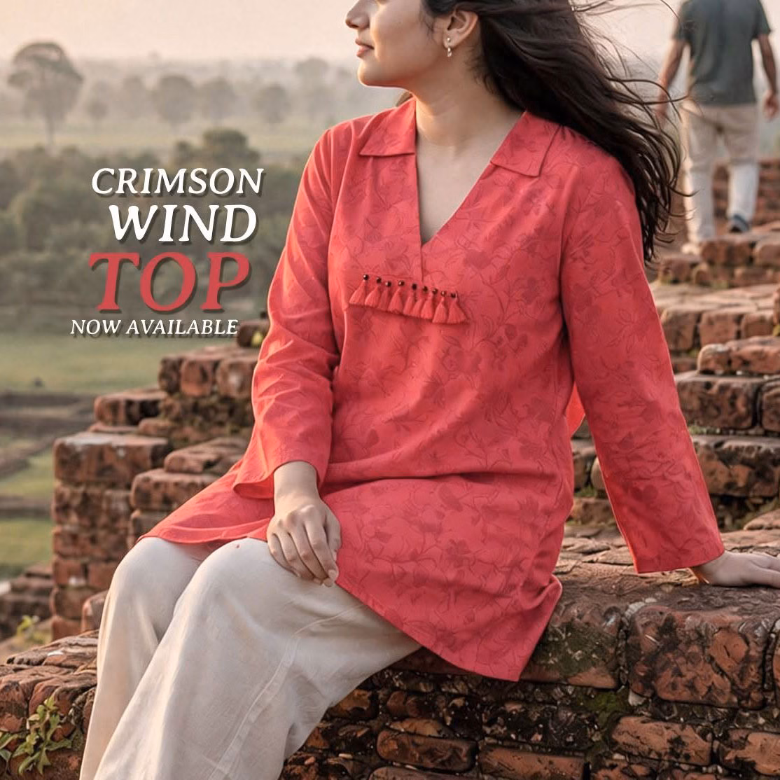 728606708_1448560623971908_6434956240740311636_n V-Neck Viscose Kurti (Red) - Image 1